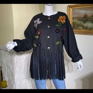 Vintage Le Chateau fringed appliqué jacket